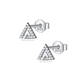 Nahaufnahme geometrischer Dreieck-Ohrstecker aus 925er Silber mit Zirkonia-Besatz - Dreieck (Platinfarbe)
