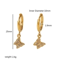 18K gold stainless steel butterfly earrings with white zircon paving and dimensions - Butterfly Style (TE6341-G)