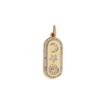 Gold celestial oval pendant with sparkling zircon moon and star inlay for DIY jewelry - Star Moon Sun Style (BJF101) / 1 Piece Pack (24x10mm) / Gold