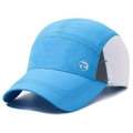 Three-color patchwork quick-dry sports cap in sky blue and grey with side mesh vent - Blue