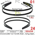 Glossy black plastic double-layer headband with non-slip teeth and size measurements - 4041 Glossy Black - PC