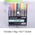 12-color glitter pen set with 1.0mm neon ink in a transparent storage case - 12-Color Glitter Pens