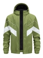 Giacca sportiva con cappuccio verde oliva e bianca con cerniera e polsini elastici - XS / Verde