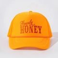 Vintage orange trucker hat with Howdy HONEY embroidery and breathable mesh back - Adjustable / Orange
