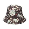 Dark brown fisherman bucket hat featuring cartoon space astronaut and rocket prints - M (56-58cm) / Dark Brown Astronaut Moon Print (I)
