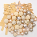 Set de bolas de Navidad champán con lazos de terciopelo y estrella para el árbol - Pack de Accesorios de Terciopelo Champán
