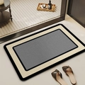Absorbent diatomite bath mat in grey and beige tones for modern bathroom entrance decor - Thin Style / 40*60cm / Huijie - Rectangular with Rounded Corners