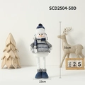 Blue plaid Christmas snowman doll figurine with long legs, 51cm tall holiday decoration - Lei Feng Hat Telescopic Snowman (Small)
