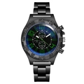 Orologio sportivo da uomo al quarzo con cinturino in metallo nero e numeri verdi - Verde