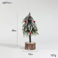 Mini sapin de Noël artificiel de 24 cm avec baies rouges et socle en bois effet neige - Sapin de Noël de Bureau Style A