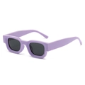 Rectangle polarized sunglasses with lavender purple frame and dark grey lenses for Y2K style - Purple Frame Grey Lens Polarized