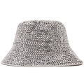 Cappello a secchiello in strass argento scintillante per donna, stile elegante party - M(56-58cm) / Grigio
