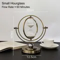 Vintage bronze spinning hourglass with white sand, 60-minute timer for desk decor - Small Globe Hourglass (60 Mins)
