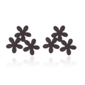 Macro detail of matte black stainless steel flower stud earrings with six-petal design - Matte Black