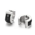 Modern stainless steel earrings with black rhombic facets in a minimalist silver finish - Steel Black (KE108275-TGD)