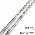 Collana a catena barbazzale in acciaio inossidabile argento 710x7mm stile minimale - 7mm x 710mm (KN232952-ZZ)