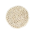Round handmade natural corn husk woven heat resistant placemat in beige color - Round 18cm