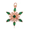 Rose gold snowflake pendant with emerald green gems and zircon accents - Orange Red M846657-9
