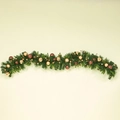 40cm PE-Kiefer-Weihnachtskranz mit goldenen und bronzenen Kugeln auf hellem Grund - 180CM Weihnachtsgirlande (Einfach)
