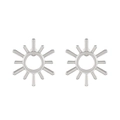 Boucles d'oreilles puces soleil en acier inoxydable poli argenté pour femme - Style Puce Radiale Argenté (DZ-136)