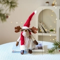 Christmas plush reindeer doll with red hat and scarf decoration, 40cm height variant - Plush Reindeer J-Style (Red High Hat/40cm)