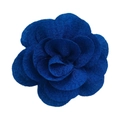 Macro shot of 7cm royal blue bubble crepe fabric camellia flower with layered textures - Royal Blue