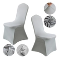 Universal stretch chair cover in light gray polyester fabric for hotel and wedding banquets - M / Standard Type / Light Gray