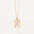 Elegant gold necklace featuring a hollow rectangular pendant with a zircon-encrusted letter H - Letter H
