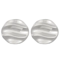 Close-up of polished silver earrings featuring irregular wavy textures and metallic luster - Steel Color Ribbed Round (S408)