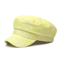 Classic yellow tweed newsboy cap for women featuring a stylish flat brim and retro texture - M (56-58cm) / Yellow