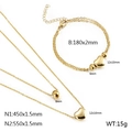 Conjunto dorado de acero inoxidable con collar de capas de corazón y pulsera de tres hilos - Conjunto (KS135426-Z) / Dorado