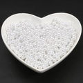Polished white round ABS imitation pearls in a heart-shaped tray for DIY jewelry projects - 3mm Approx 1000Pcs/Bag / White