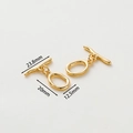 Macro shot of gold-plated copper OT toggles with 23.8mm, 20mm and 12.5mm size markings - 18K Irregular Oval OT Clasp - 2Pcs/Pack
