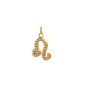 Golden Leo zodiac pendant with clear gemstones on titanium steel necklace charm - Leo