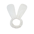 Diadema de felpa blanca con orejas de conejo para peinado y lavado facial cómodo - Blanco (Bolsa OPP)