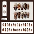 Vintage 3D floral and cherry press-on nails set in caramel brown and tortoiseshell design - Z1202 Shadow Flower (Glue Style)