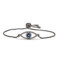 Bracelet œil porte-bonheur ajustable noir fusil avec zircons bleus et blancs - CB00132YH Noir Mauvais Œil