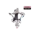 Deflated 5-inch star-shaped silver foil balloon with metallic finish for party decor - 5-inch Star Silver