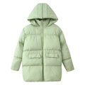 Women's light green hooded long sleeve padded jacket with double flap pockets - S / Light Green