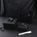 Elegant black matte square gift box set with matching ribbons and luxury paper bags - Gift Box + Bag / 14x9.8x6.3cm / Black