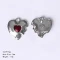 Silver heart pendant with red crystal and irregular wavy edges, 18.5x17mm size - 84440 Red