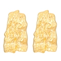 Chic 18K gold plated stainless steel earrings with irregular crumpled metal texture - 18K Gold Plated Wave Pleated (7854)