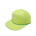Vue détaillée de la casquette 5 panels jaune néon à séchage rapide avec cordelette verte contrastée - M (56-58cm) / Jaune Néon