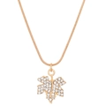 Detailed view of a gold maple leaf pendant encrusted with sparkling cubic zirconia crystals - Gold Maple Leaf Necklace (8632)