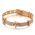 Rose gold mesh watchband bracelet with Life letter charms and tree of life slider - Life Tree Style (KB117426-KFC)