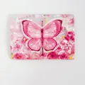 Pink 3D butterfly greeting card with romantic rose floral patterns, size 14x10CM - Flower Series - Pink Butterfly