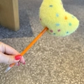 Cute fluffy yellow heart plush ballpoint pen with colorful dots and orange body - Yellow Polka Dot