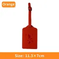 Orange PU leather luggage tag with embossed world map design and adjustable buckle - Luggage Tag / Orange