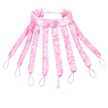 Detail van de roze satijnen hittevrije krultang met elastische hoofdband en acht staven - Inktvis Stijl / Roze