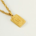 18K gold plated stainless steel square pendant necklace featuring letter W charm - Letter W